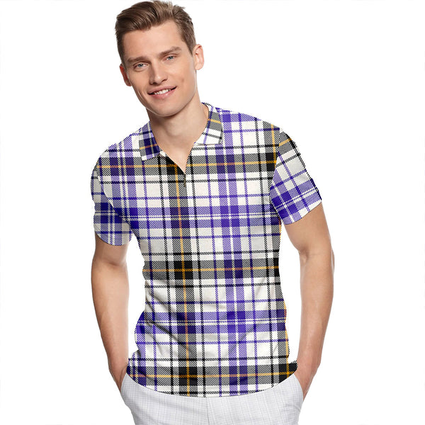 Henderson Dress Modern Tartan Classic Lapel Zip Short Sleeve Polo