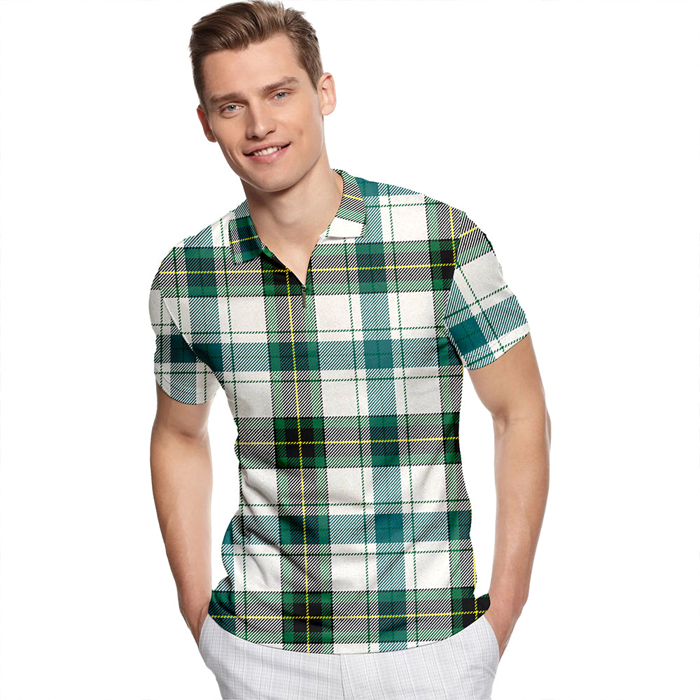 Henderson Dress #2 Modern Tartan Classic Lapel Zip Short Sleeve Polo