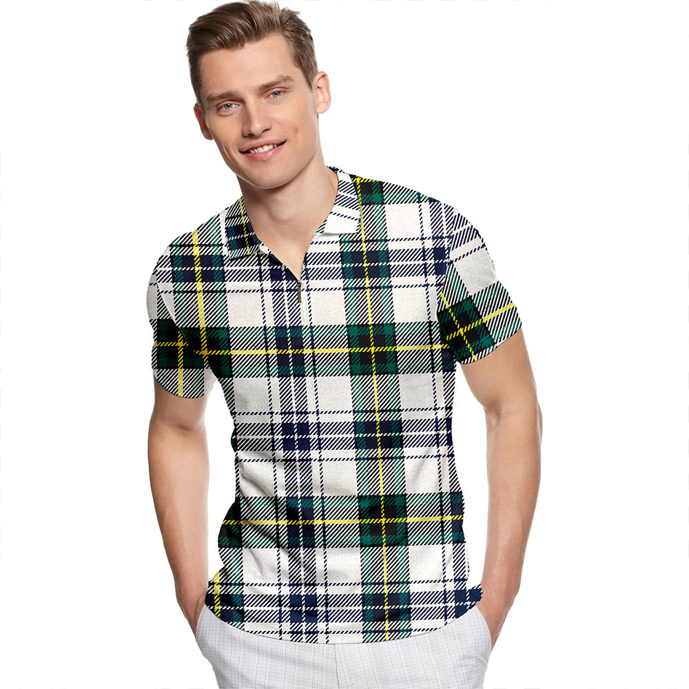 Henderson Dress #3 Modern Tartan Classic Lapel Zip Short Sleeve Polo