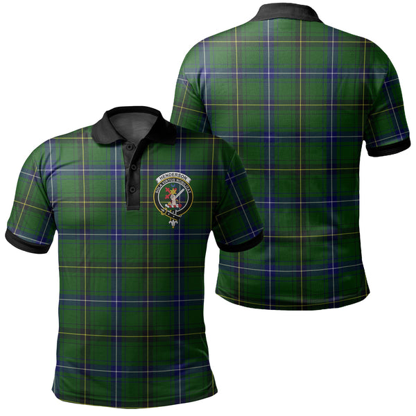 Henderson Modern Tartan Crest Polo Shirt Black Neck 2 Style