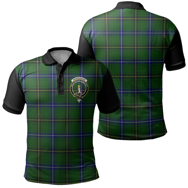 Henderson Modern Tartan Crest Polo Shirt Black Neck 1 Style