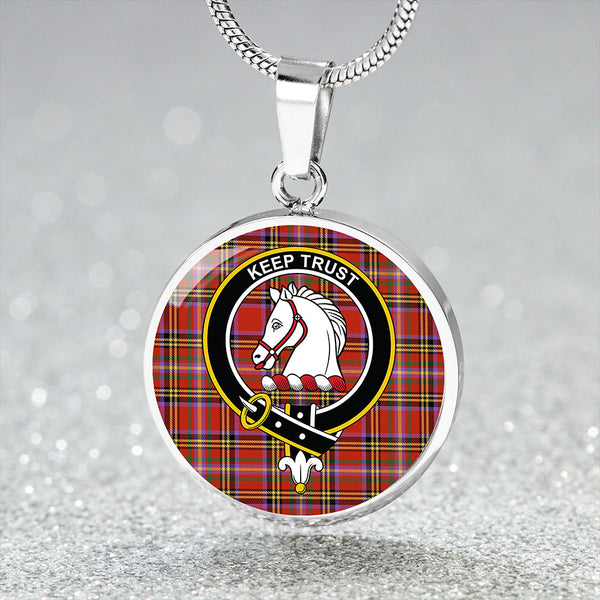 Hepburn Ancient Clan Badge Tartan Classic Circle Necklace