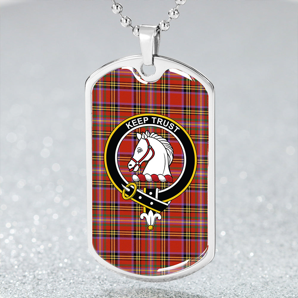 Hepburn Ancient Clan Badge Classic Tartan Dog Tag Necklace