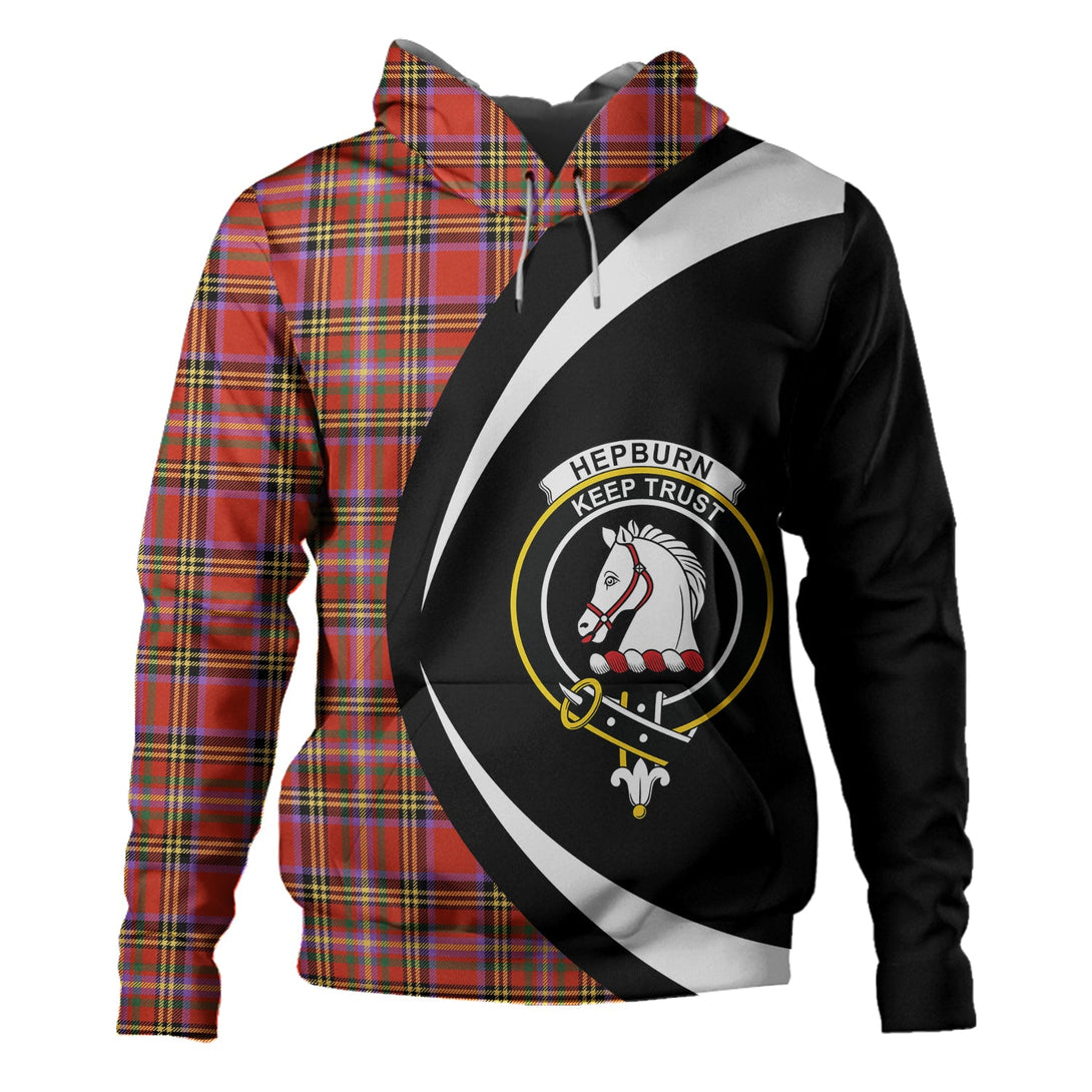 Hepburn Ancient Clan Badge Tartan Hoodie Circle Style