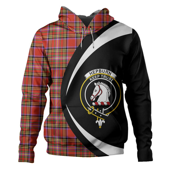 Hepburn Ancient Clan Badge Tartan Hoodie Circle Style