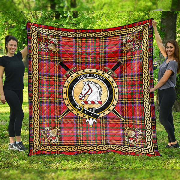 Hepburn Ancient Clan Badge Tartan Premium Quilt Celtic Shield