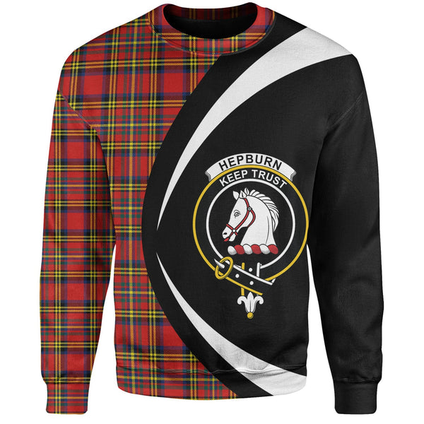 Hepburn Modern Clan Badge Tartan Sweatshirt Circle Style Personalized