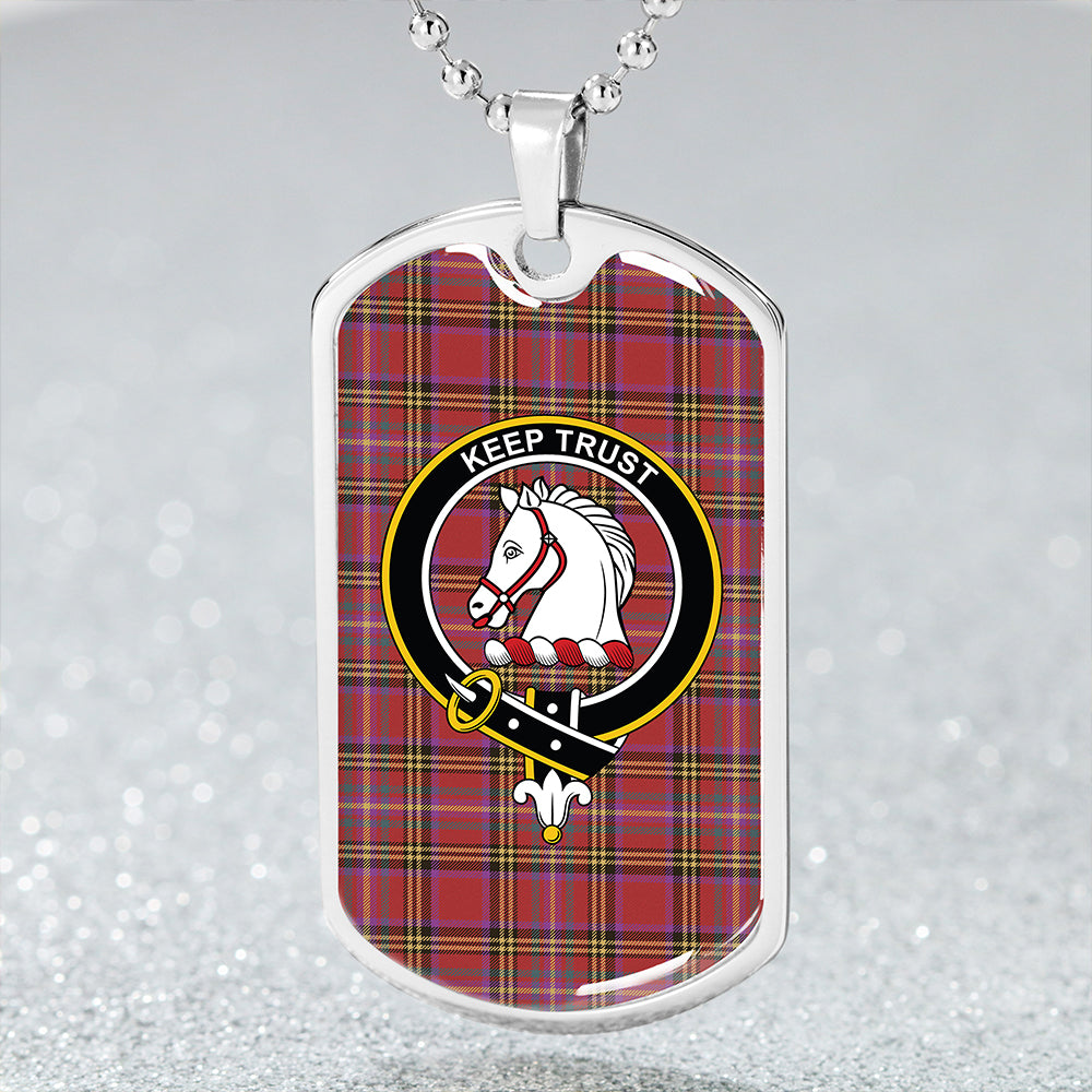 Hepburn Weathered Clan Badge Classic Tartan Dog Tag Necklace