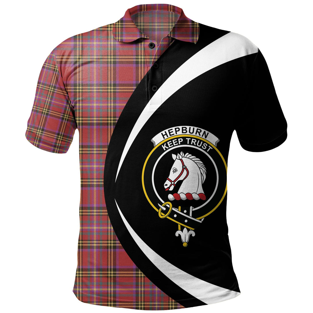 Hepburn Weathered Clan Badge Tartan Polo Shirt Circle Style Personalized