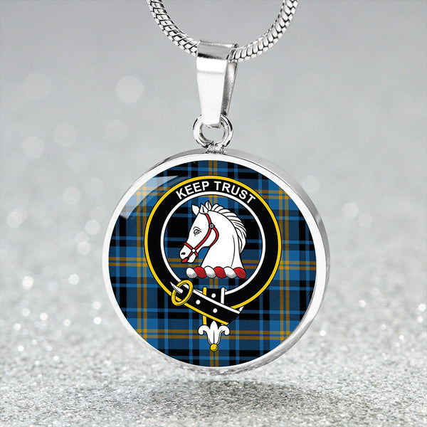 Hepburn #2 Ancient Clan Badge Tartan Classic Circle Necklace