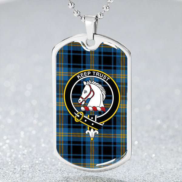 Hepburn #2 Ancient Clan Badge Classic Tartan Dog Tag Necklace