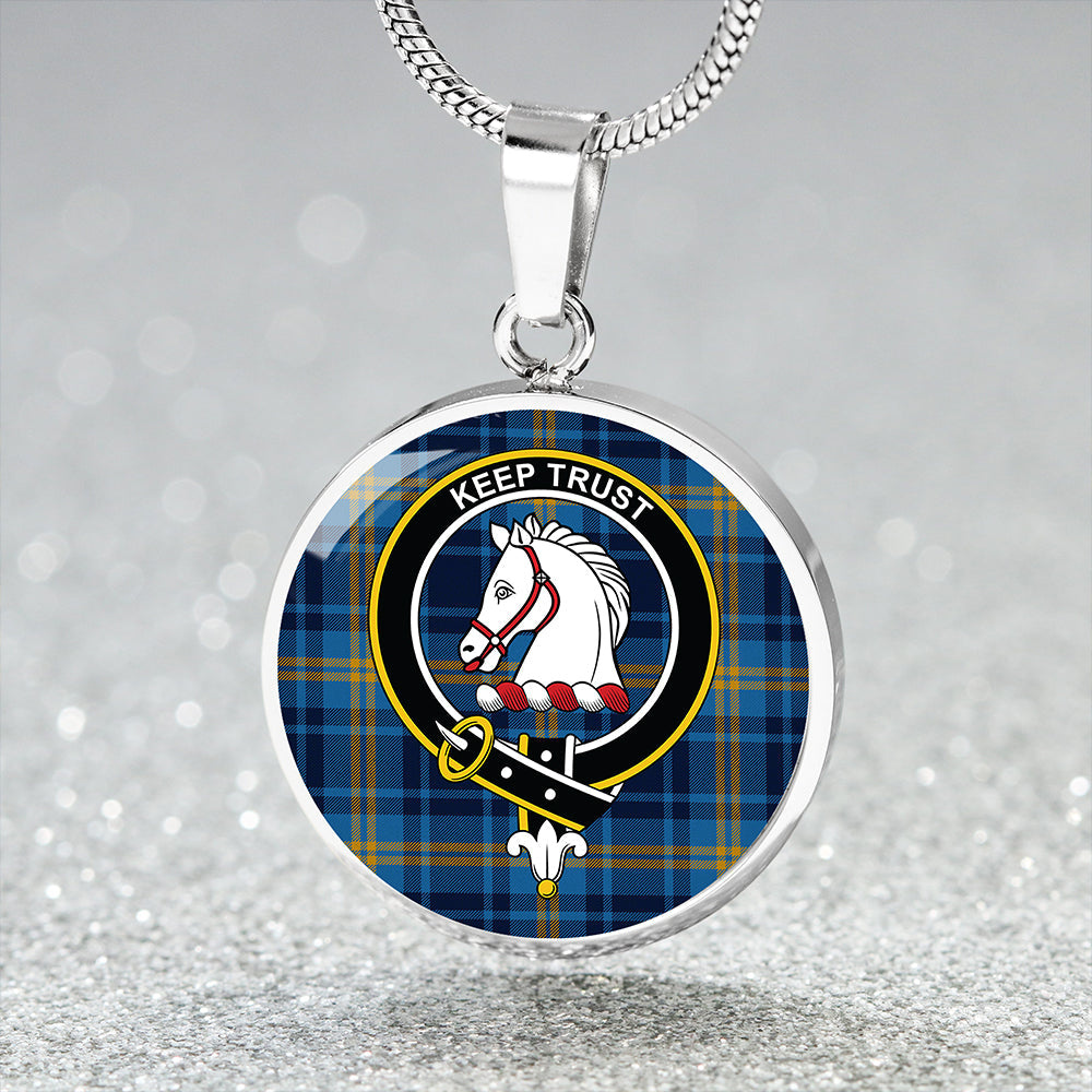 Hepburn #2 Modern Clan Badge Tartan Classic Circle Necklace