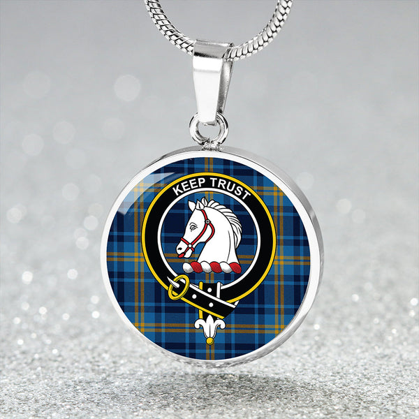 Hepburn #2 Modern Clan Badge Tartan Classic Circle Necklace