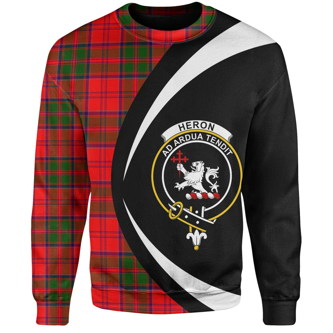 Heron Clan Badge Tartan Sweatshirt Circle Style Personalized