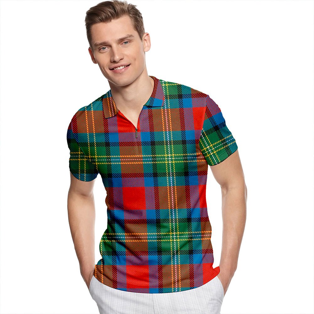 Hewitt Ancient Tartan Classic Lapel Zip Short Sleeve Polo