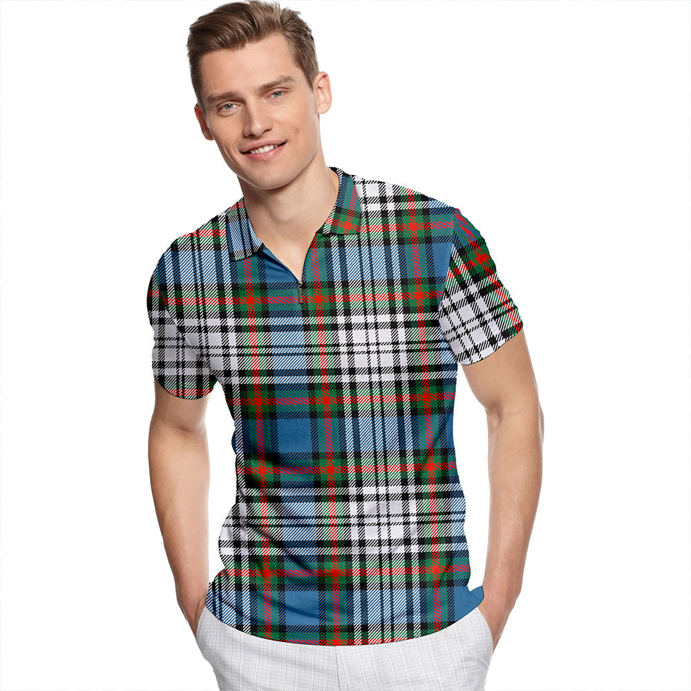 Highfield Dress Ancient Tartan Classic Lapel Zip Short Sleeve Polo