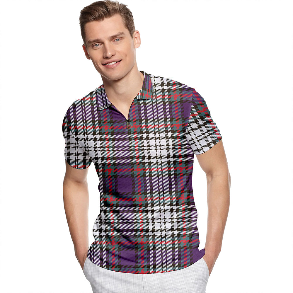 Highfield Dress Weathered Tartan Classic Lapel Zip Short Sleeve Polo