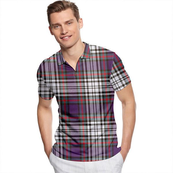 Highfield Dress Weathered Tartan Classic Lapel Zip Short Sleeve Polo