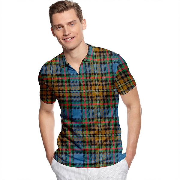 Highfield Hunting Ancient Tartan Classic Lapel Zip Short Sleeve Polo