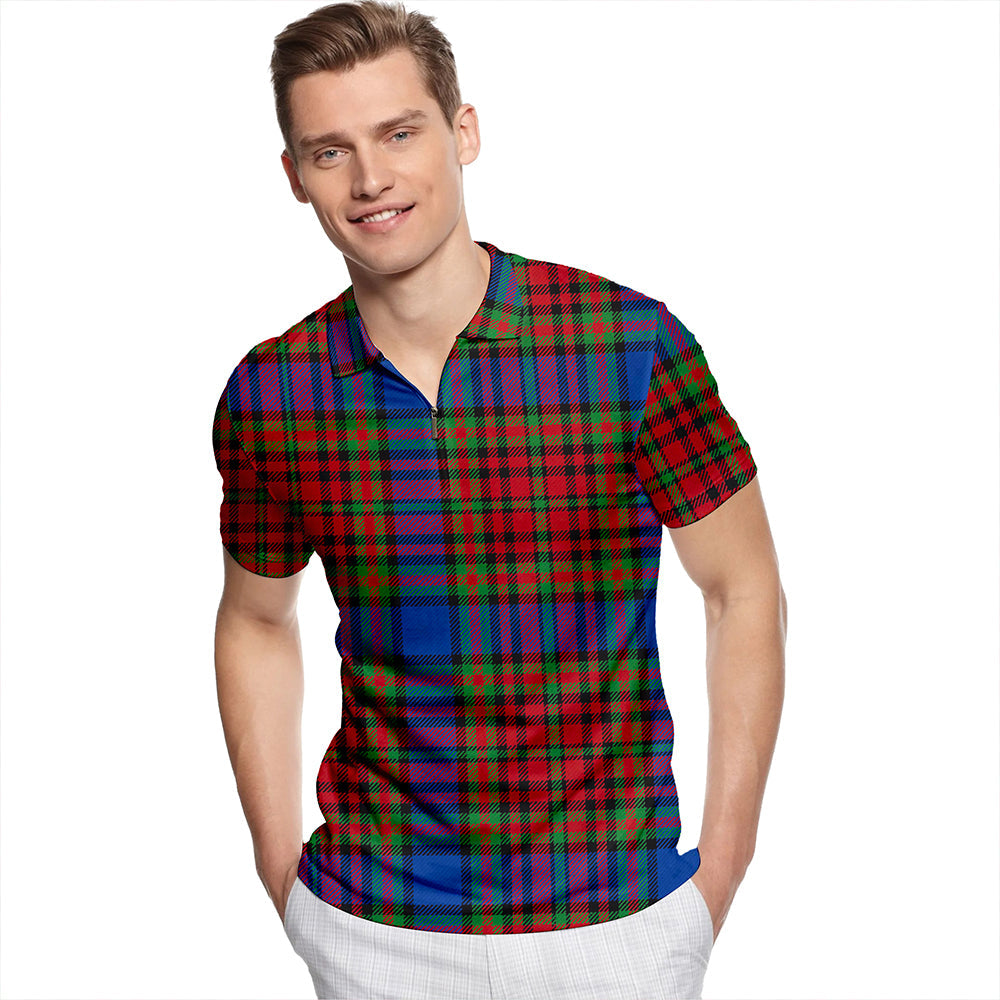 Highfield Modern Tartan Classic Lapel Zip Short Sleeve Polo