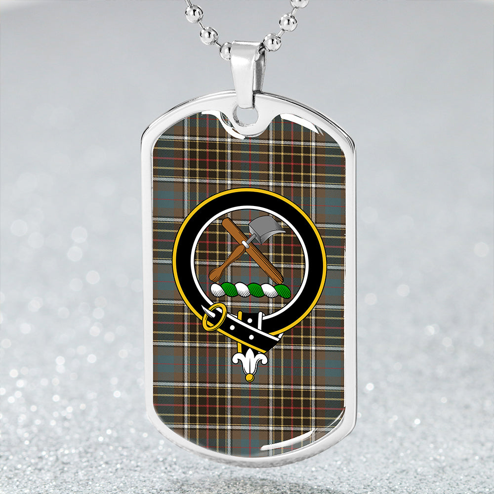 Hislop #2 Weathered Clan Badge Classic Tartan Dog Tag Necklace