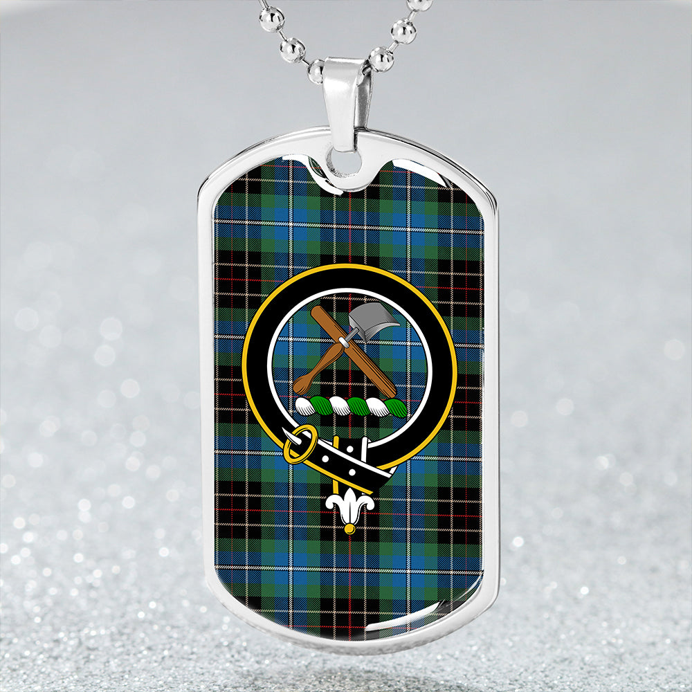 Hislop #3 Modern Clan Badge Classic Tartan Dog Tag Necklace