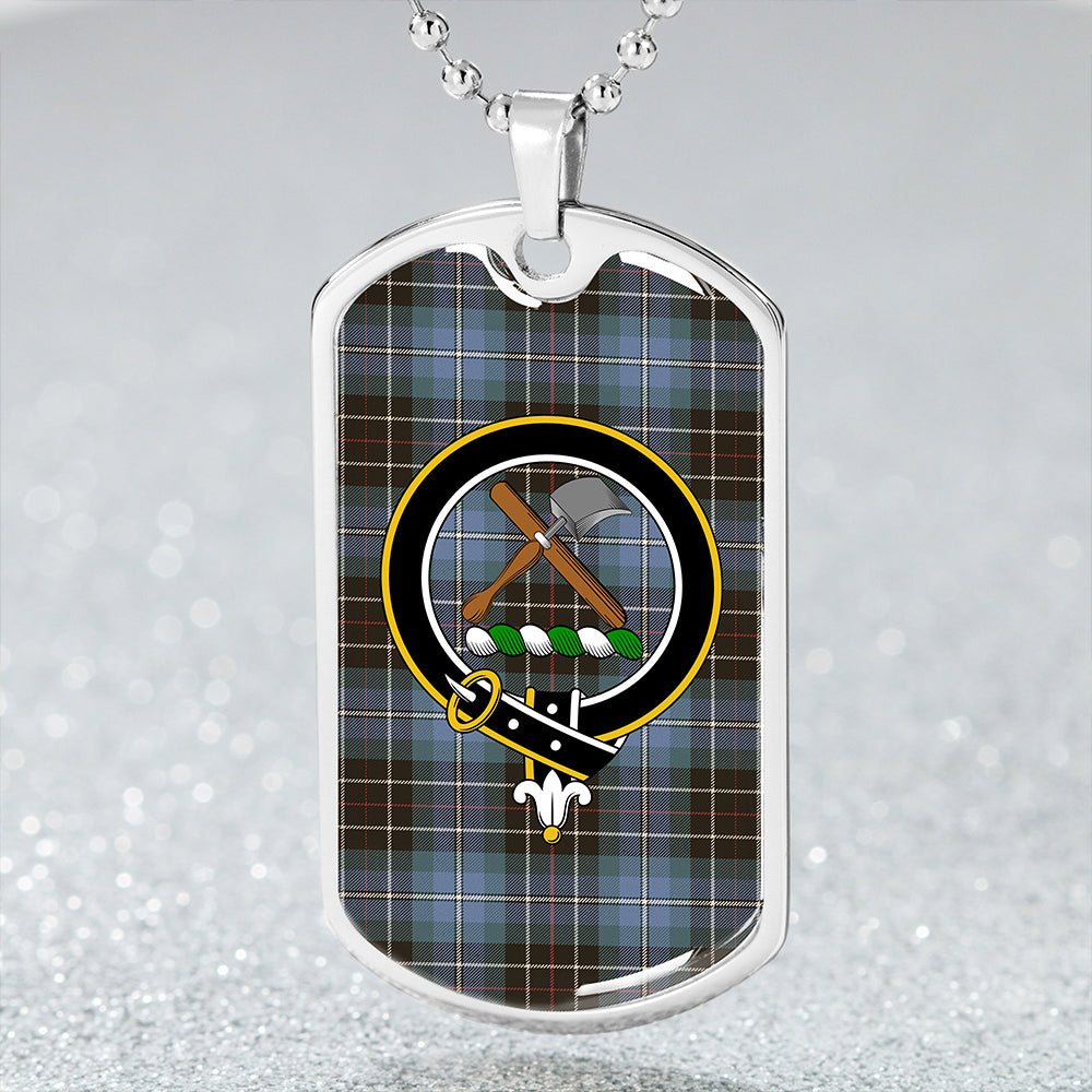 Hislop #3 Weathered Clan Badge Classic Tartan Dog Tag Necklace