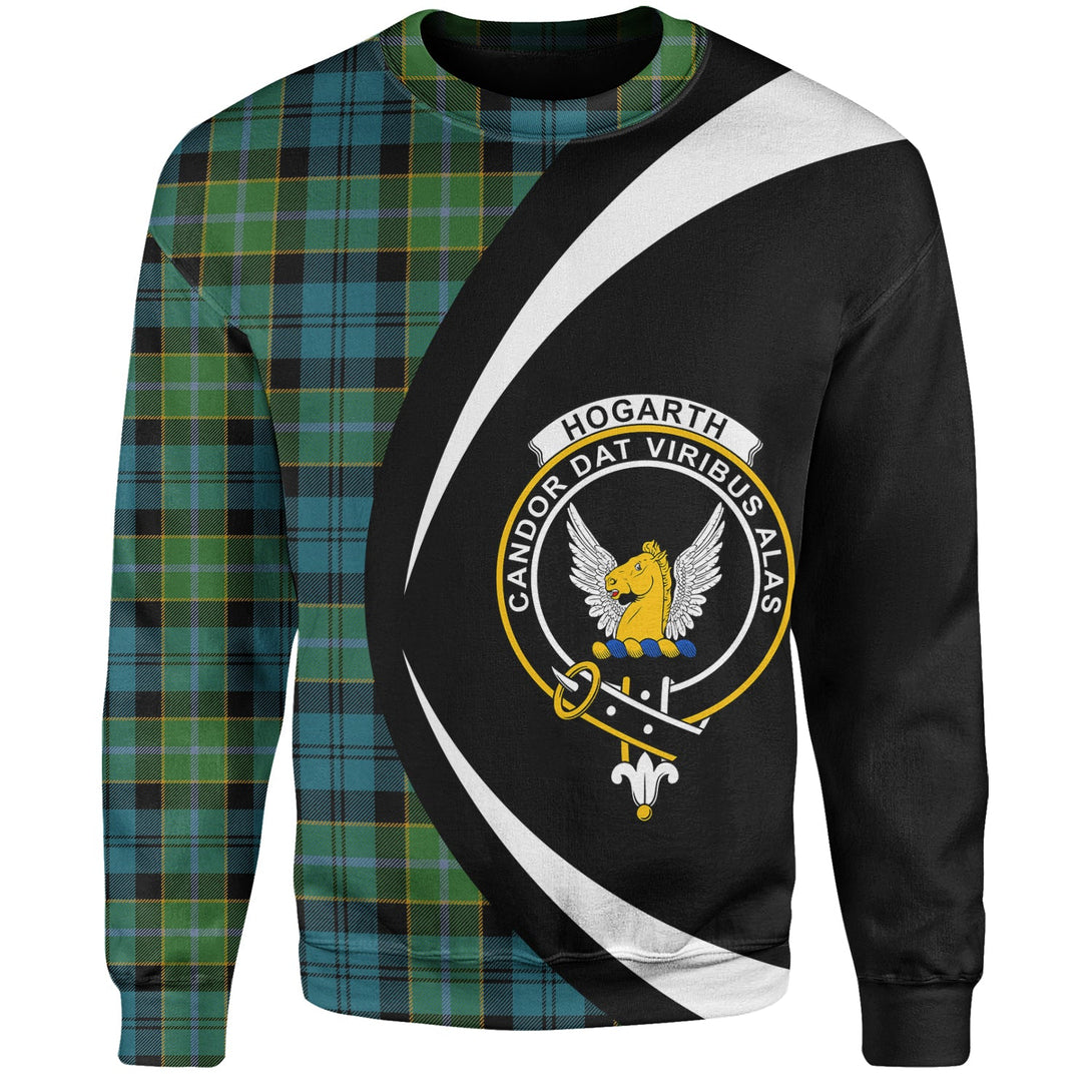 Hogarth Ancient Clan Badge Tartan Sweatshirt Circle Style Personalized