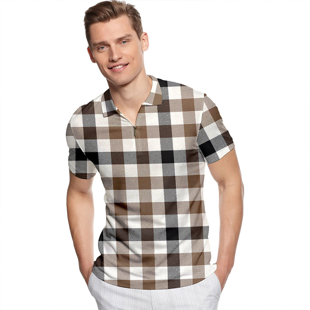 Hogg Ancient Tartan Classic Lapel Zip Short Sleeve Polo