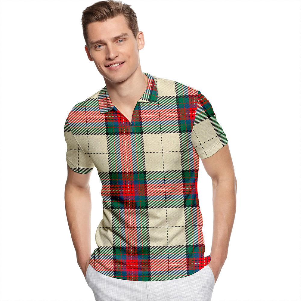 Hohenzollern Tartan Classic Lapel Zip Short Sleeve Polo