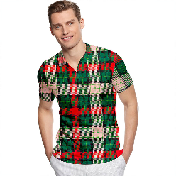 Hohenzollern Staff Tartan Classic Lapel Zip Short Sleeve Polo