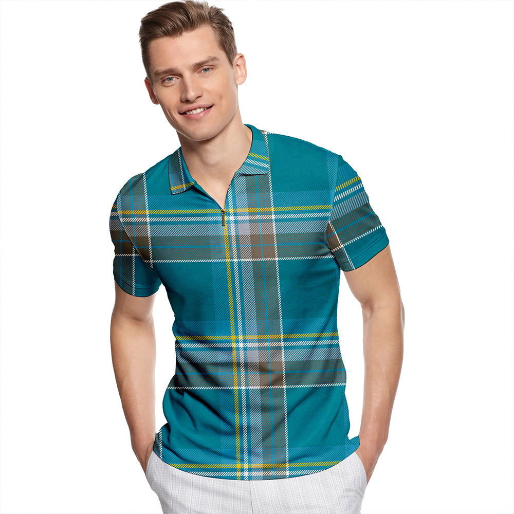 Holyrood Ancient Tartan Classic Lapel Zip Short Sleeve Polo