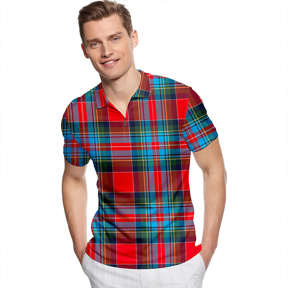 Holyrood Chair Modern Tartan Classic Lapel Zip Short Sleeve Polo