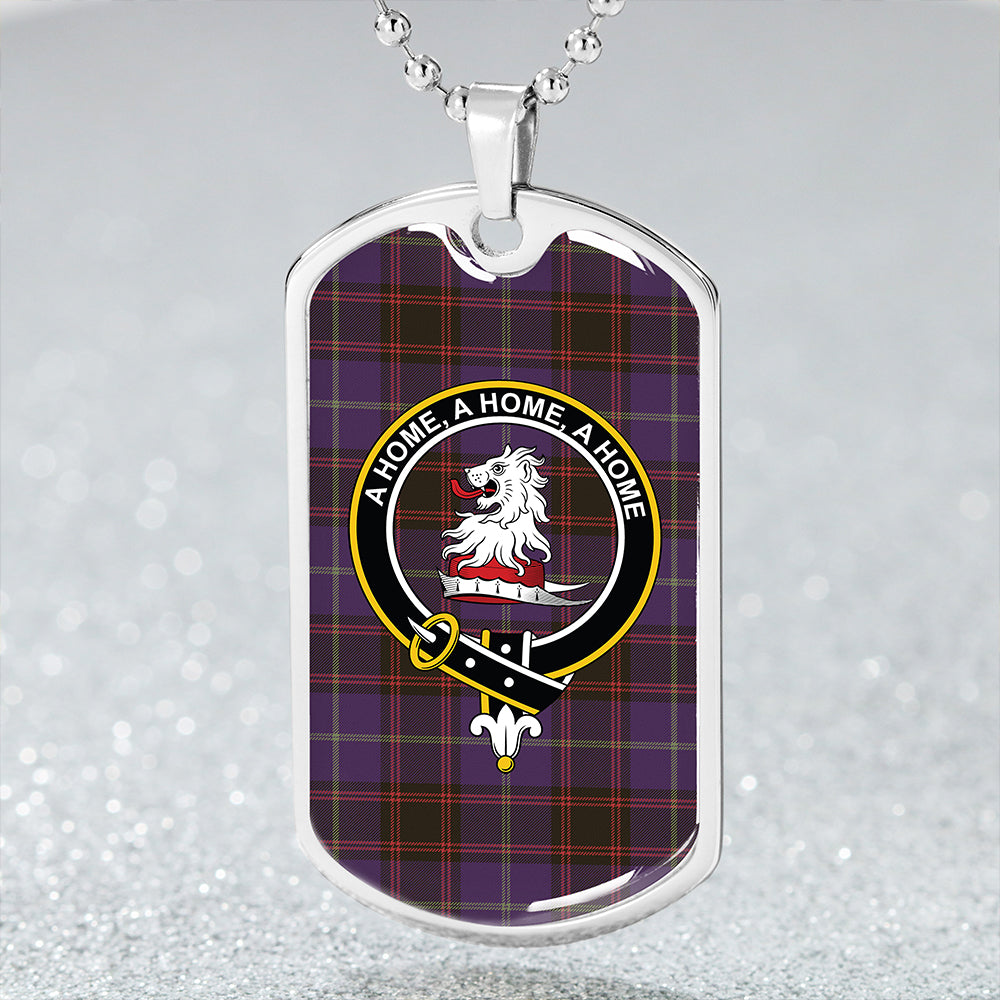 Home Weathered Clan Badge Classic Tartan Dog Tag Necklace