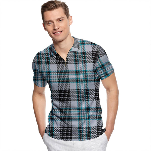 Hood Ancient Tartan Classic Lapel Zip Short Sleeve Polo