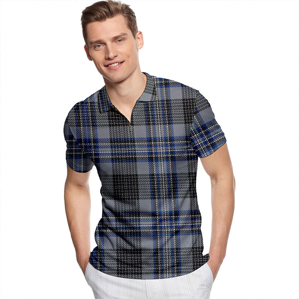 Hood Modern Tartan Classic Lapel Zip Short Sleeve Polo