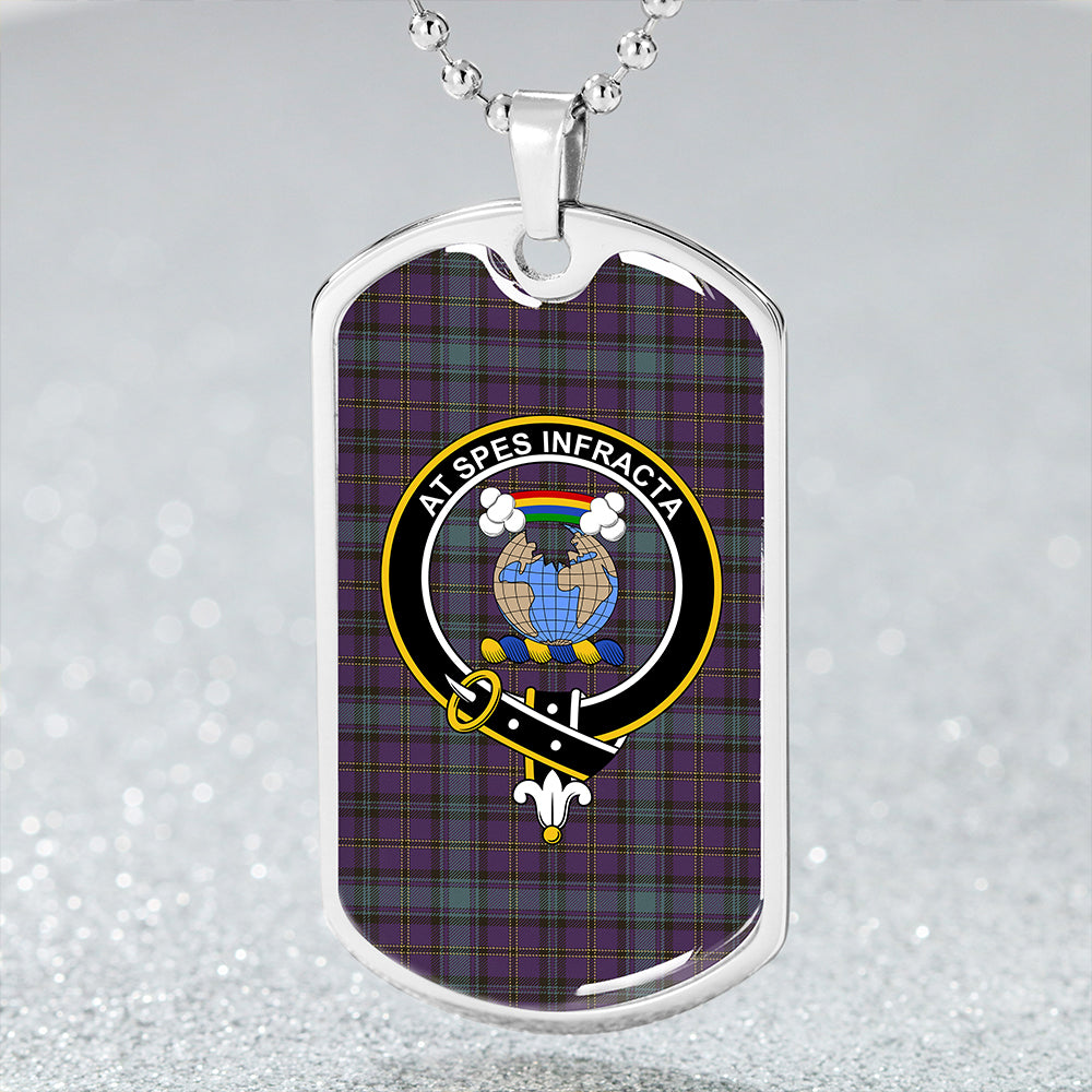 Hope Vere Weathered Clan Badge Classic Tartan Dog Tag Necklace