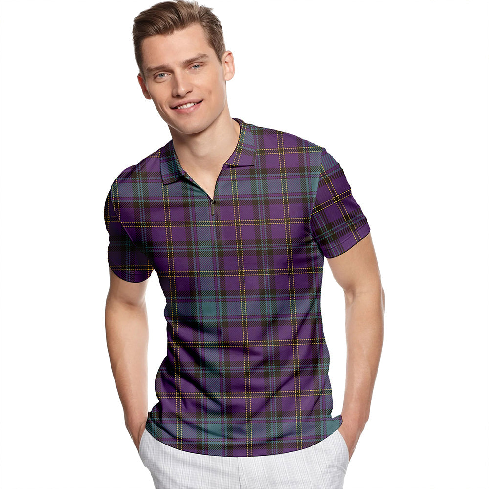 Hope Vere Weathered Tartan Classic Lapel Zip Short Sleeve Polo