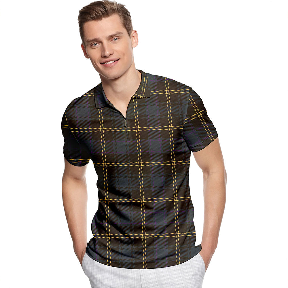 Hopetoun Weathered Tartan Classic Lapel Zip Short Sleeve Polo