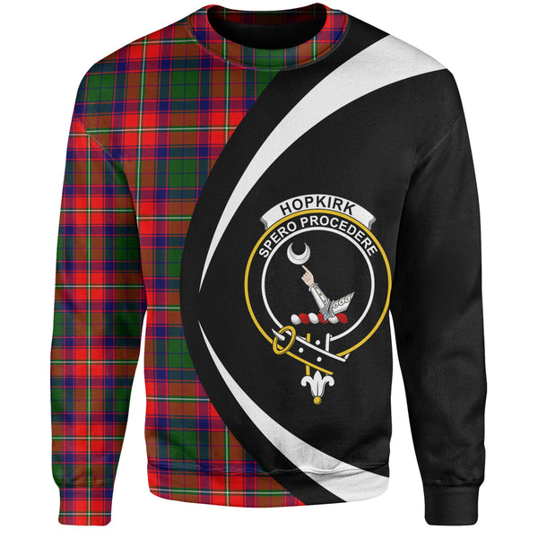 Hopkirk Clan Badge Tartan Sweatshirt Circle Style Personalized