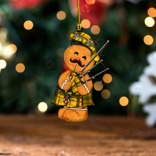 Houston Clan Badge Tartan Wood Acrylic Ornament Gingerbread Bagpipe Personalized