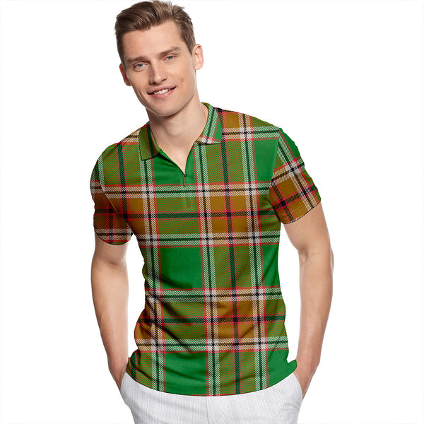 Humphries Ancient Tartan Classic Lapel Zip Short Sleeve Polo