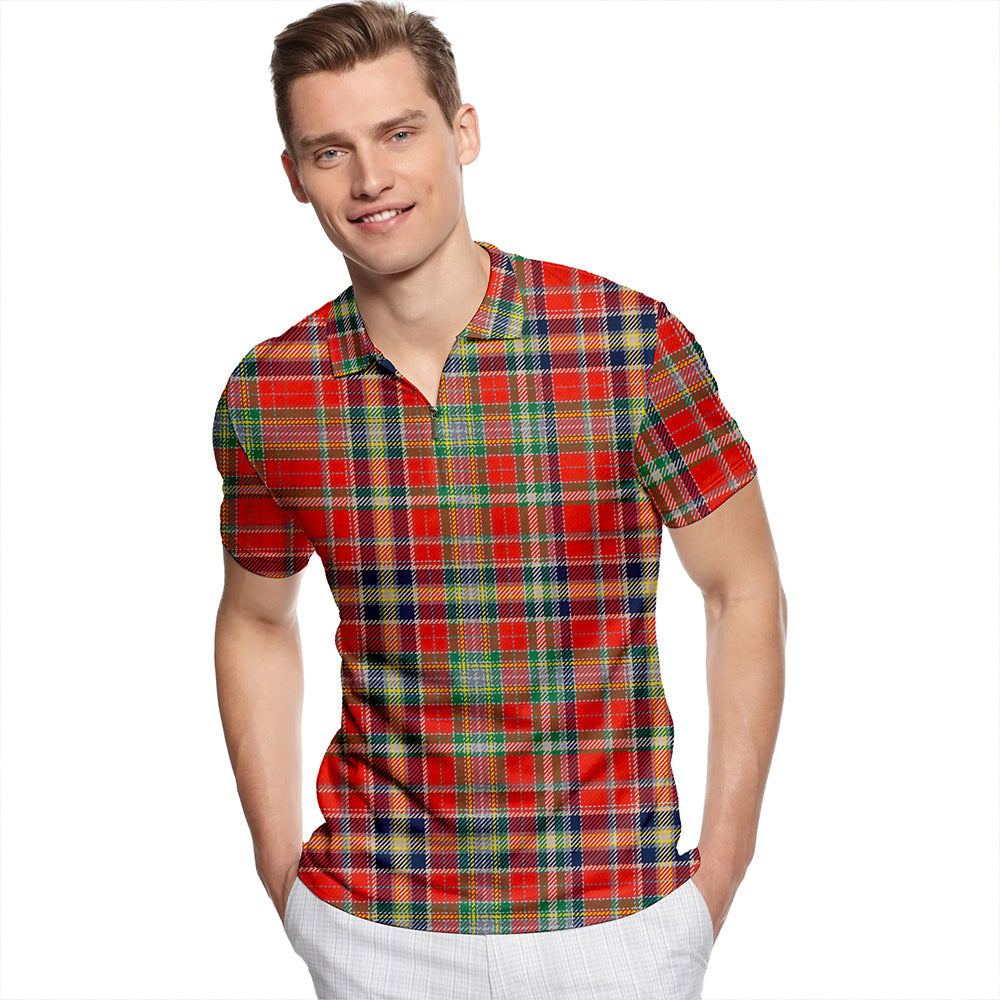 Hunter 1775 Modern Tartan Classic Lapel Zip Short Sleeve Polo