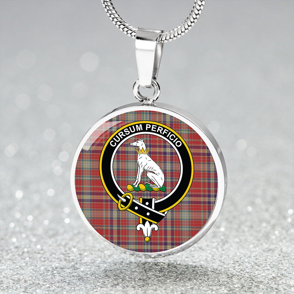 Hunter 1775 Weathered Clan Badge Tartan Classic Circle Necklace