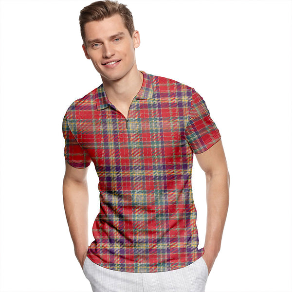 Hunter 1775 Weathered Tartan Classic Lapel Zip Short Sleeve Polo