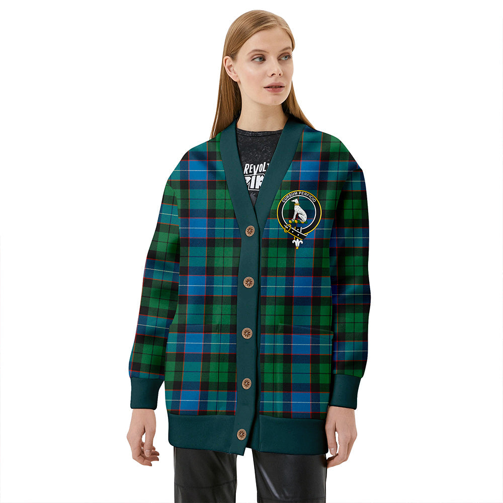 Hunter Ancient Clan Badge Tartan V-neck Cardigan