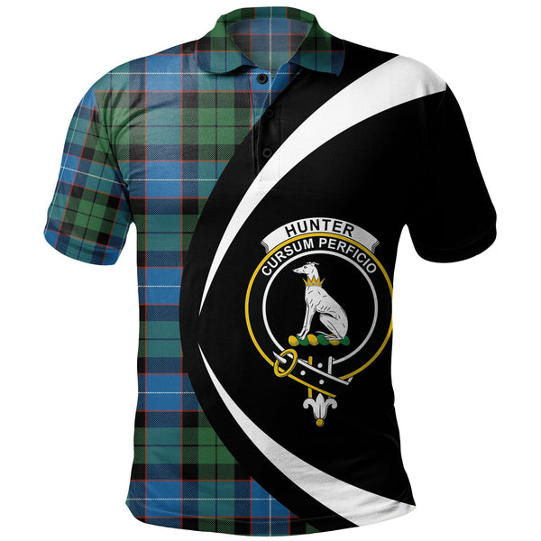 Hunter Ancient Clan Badge Tartan Polo Shirt Circle Style Personalized