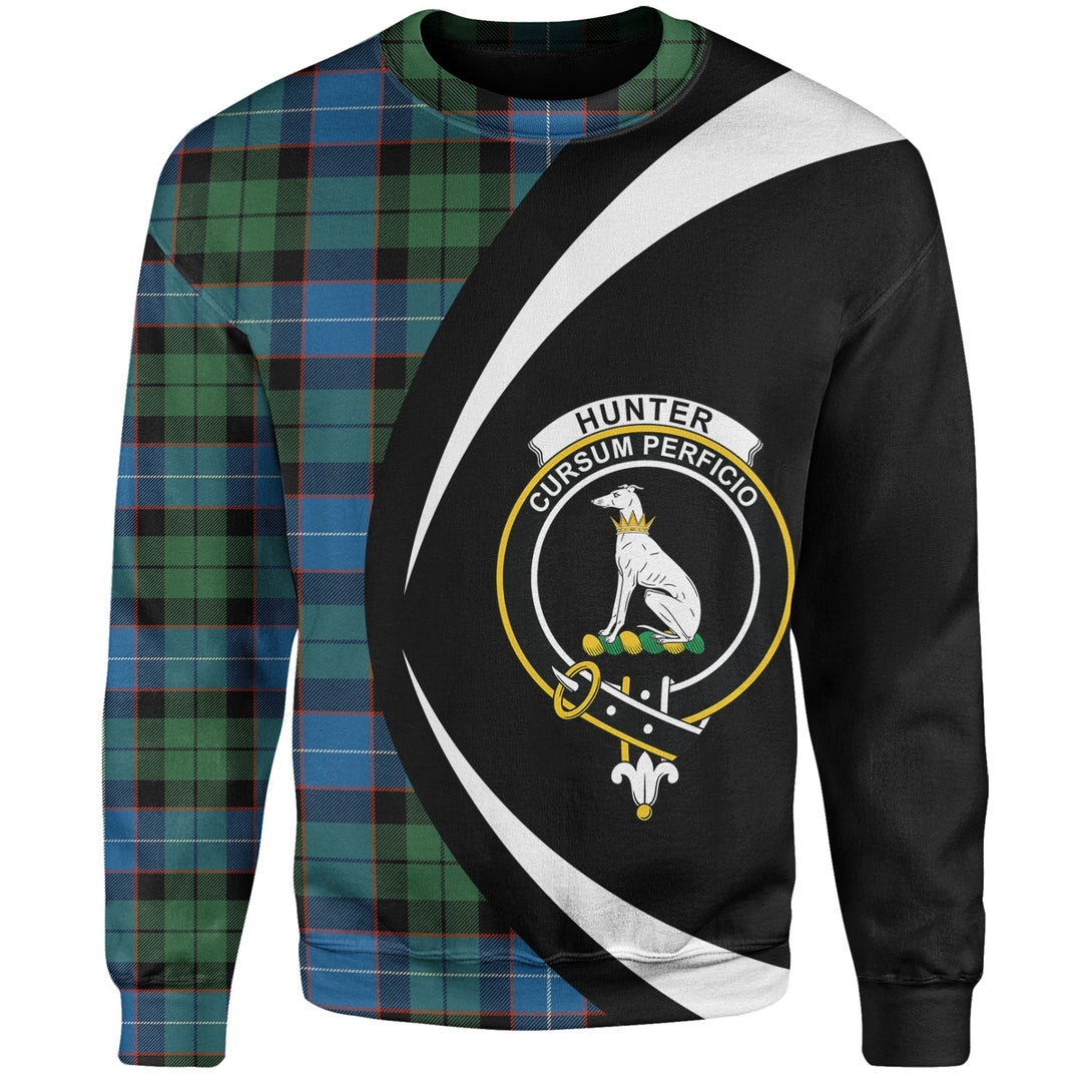 Hunter Ancient Clan Badge Tartan Sweatshirt Circle Style Personalized