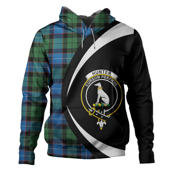 Hunter Ancient Clan Badge Tartan Hoodie Circle Style