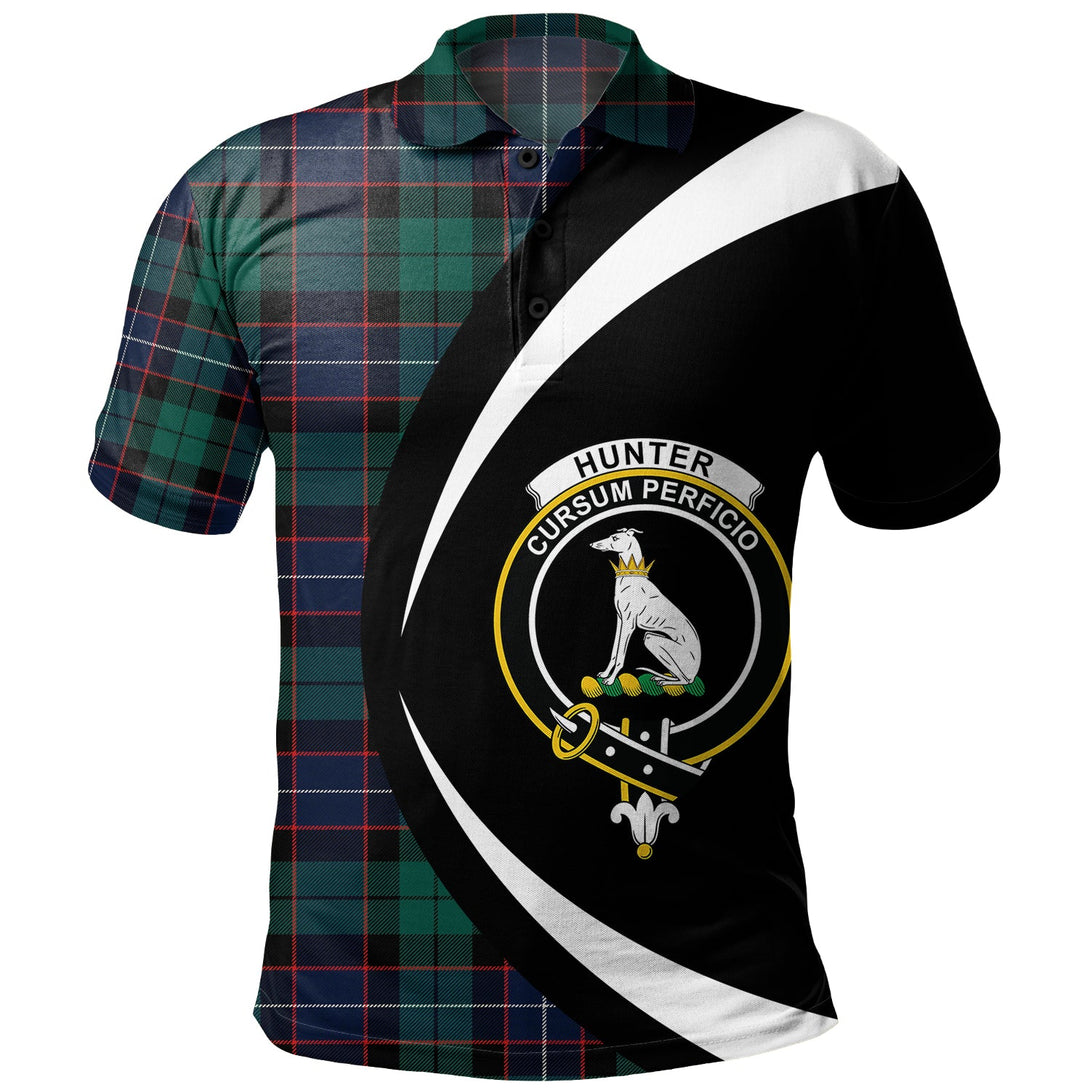 Hunter Modern Clan Badge Tartan Polo Shirt Circle Style Personalized